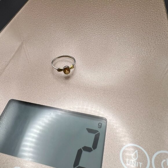 Vintage Sterling Silver Citrine Ring Size 7 - Yellow Gemstone Statement Ring - Picture 9 of 9